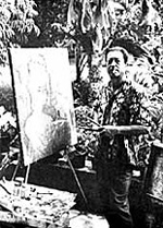 Theo Meier painting outside his residence in Chiang Mai